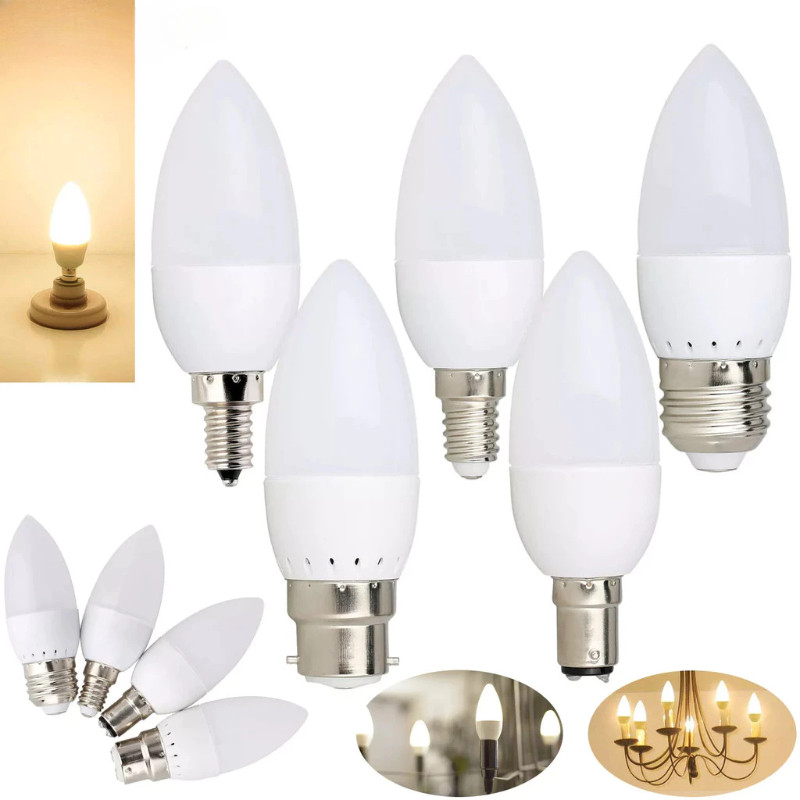หลอดไฟ LED เทียน E12 E14 E27 B22 3W LED จี้โคมไฟ Cool Warm Neutral สีขาว 220V 240V สําหรับไฟบ้าน