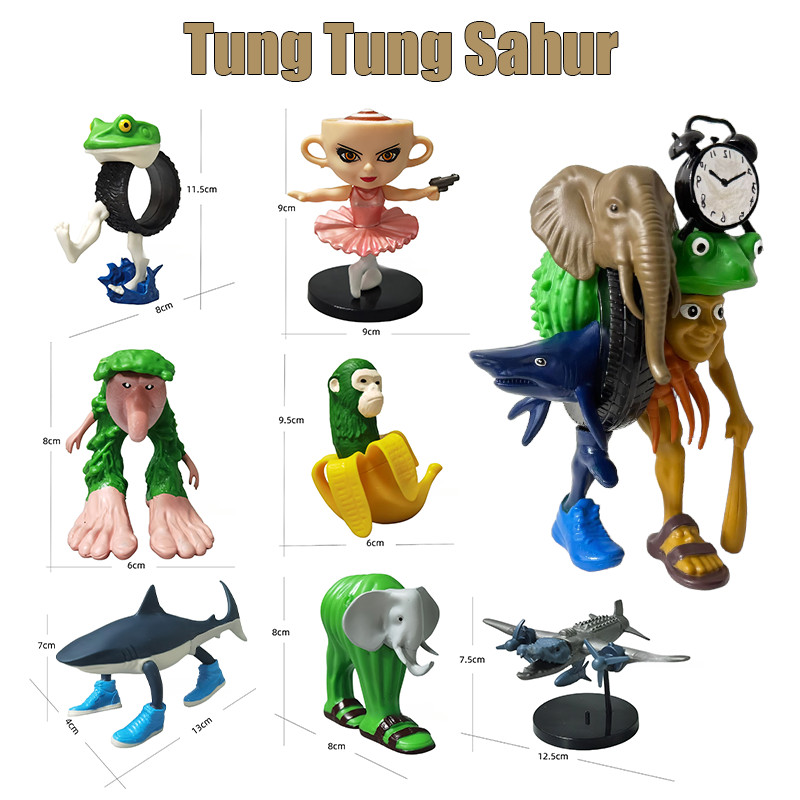 2025 ของเล่นร้อน Tung Shak Sahur Action Figure Caucina assasino Trralalala Bombardiero Crocodilo รุ่น Boneca Ambalab ตกแต่งของสะสมของเล่นเด็กของขวัญ