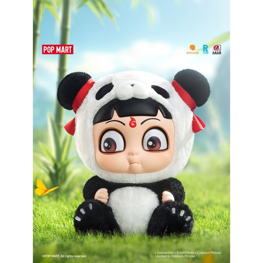 POPMART รูป POPMART POPMART Nezhas Demon Boy Haunted Sea Hug Series ไวนิล Face Plush Panda Nezha ตุ๊