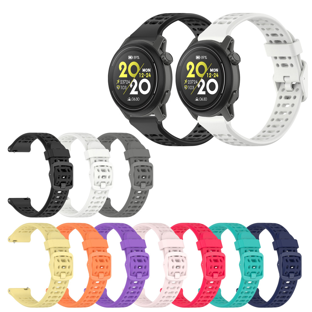 20 มม.22 มม.ซิลิโคนสําหรับ COROS PACE 2 3 4/APEX 2 Pro/APEX Pro/APEX/APEX4/42 มม.46 มม./VERTX นุ่มสมาร์ทนาฬิกา Breathable มีรูพรุน Candy สี
