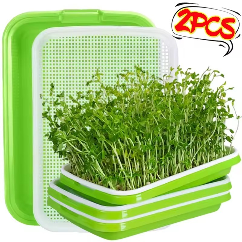 Microgreens ถาดถั่วงอกถาดการงอก Double Layer Sprout Hydroponics ถาดแผ่นเนอสเซอรี่หม้อ Soilless การเพาะปลูกปลูก
