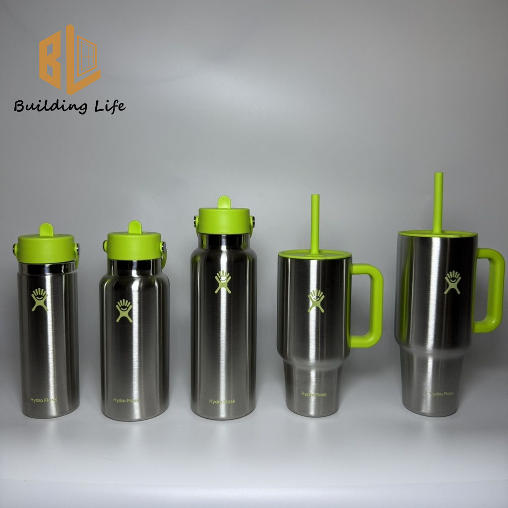 HydroFlak Cup Steel Lime Green Insulated Series ถ้วยเก็บความร้อนสแตนเลสถ้วยรถขนาดใหญ่ความจุ 20oz 32oz 40oz