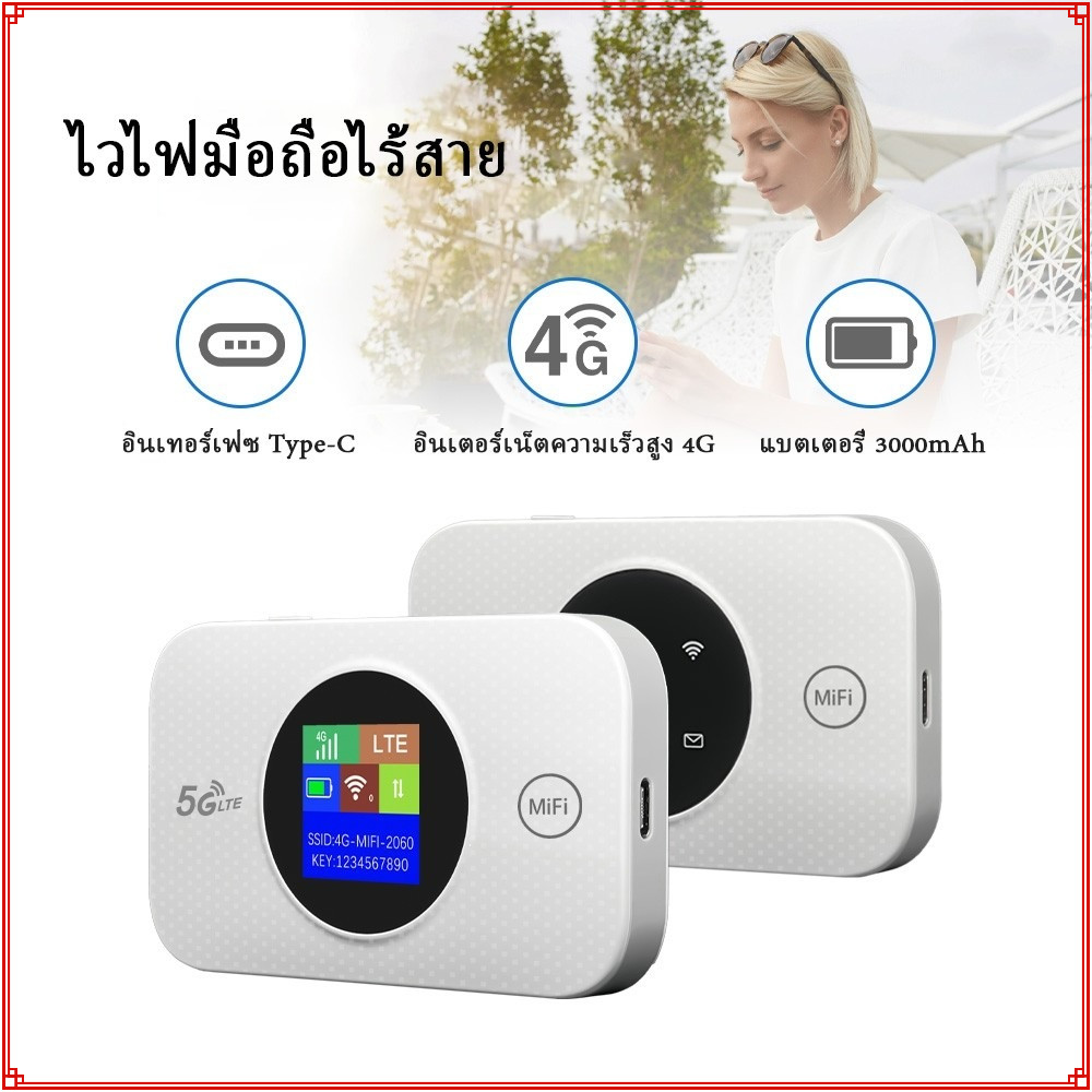 5G 2300Mbps Pocket WiFi พกพาไปได้ทุกที่ ใส่ซิมแล้วใช้ได้ทันที เราเตอร์ใส่ซิม เราเตอร์ WiFi ใส่ซิม