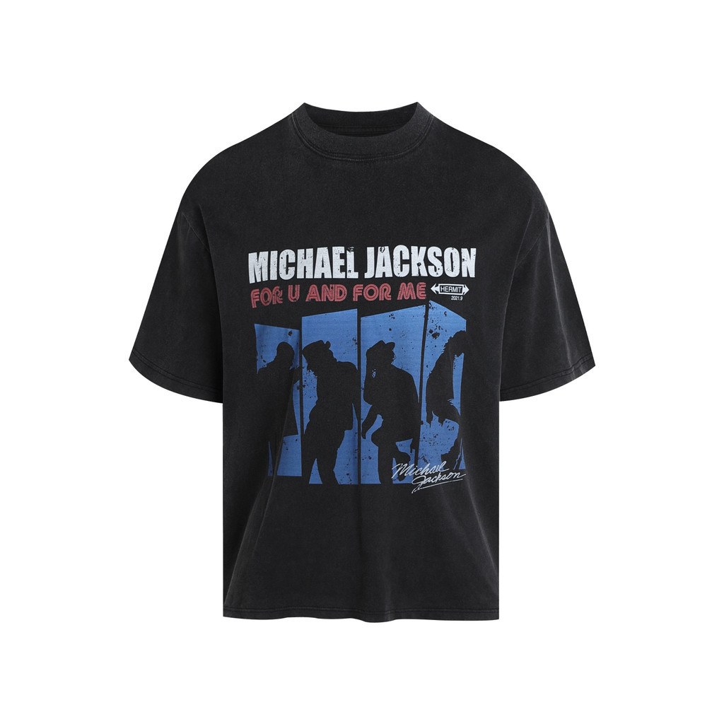 Premium Cotton Crew - Neck T - Shirt with Retro Michael Jackson Graphic, Featuring FOR U AND FOR ME 
