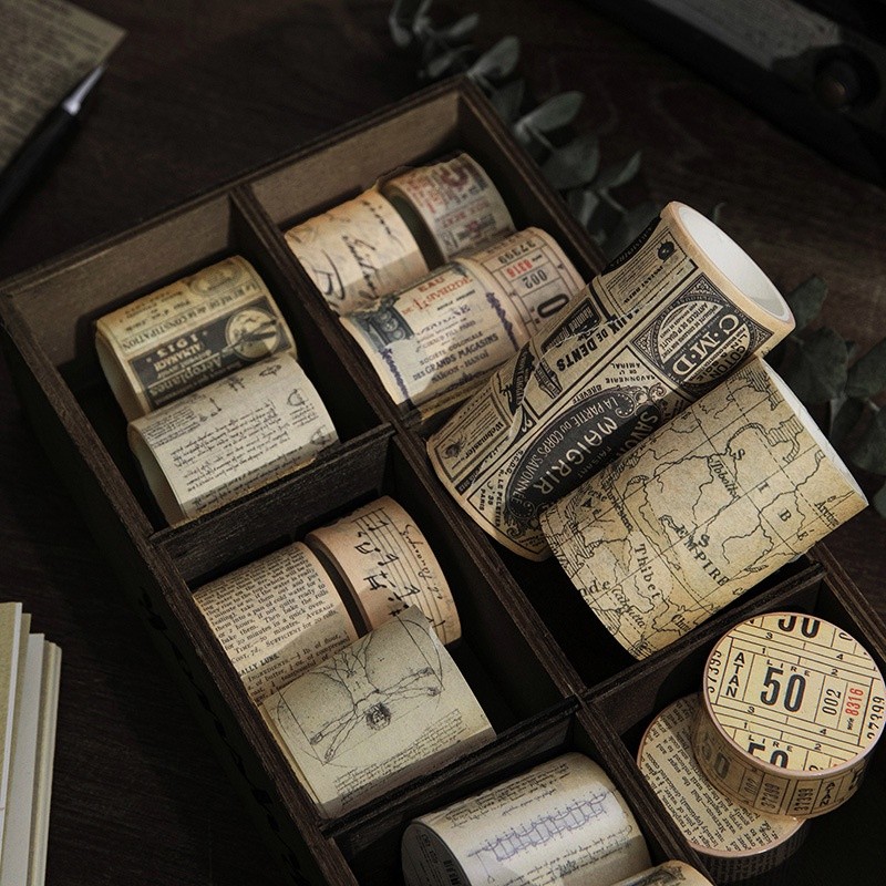 Journamm 10 ม้วน Vintage Washi เทปชุด Retro ตกแต่งโบราณรูปแบบ Masking เทปสําหรับศิลปะ DIY งานฝีมือวารสาร Planners สมุดภาพห่อ