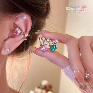 ต่างหูหนีบ ไม่ต้องเจาะ ประดับเพชร หรูหรา ผีเสื้อ มีให้เลือกหลายสี พร้อมส่ง ส่องแสง