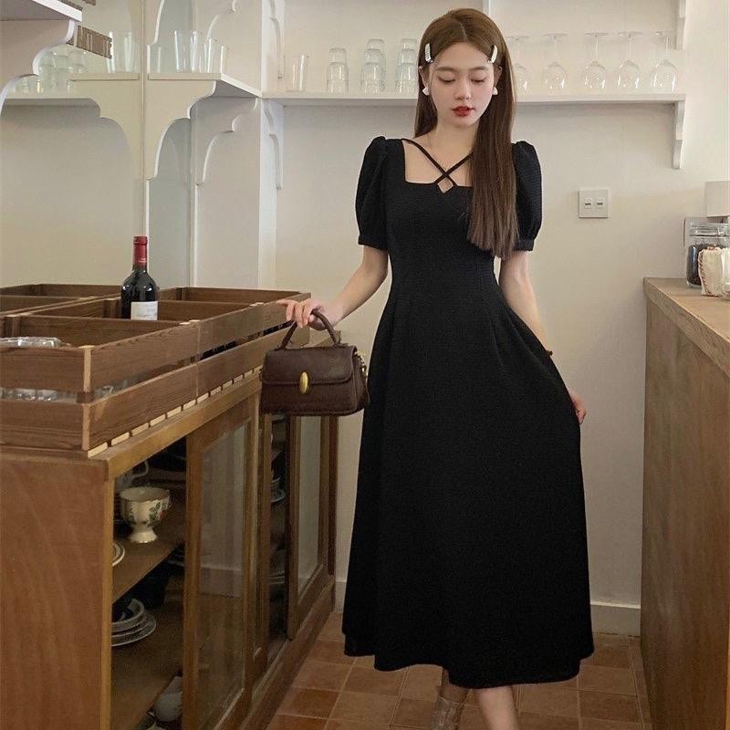 ชุดเดรสปาร์ตี้ผู้หญิงไซส์ใหญ่น่ารักทรงเอ ulzang ระดับไฮเอนด์สําหรับสาว Chuppy ผ้าคอตตอนสุดเท่ - DTK1