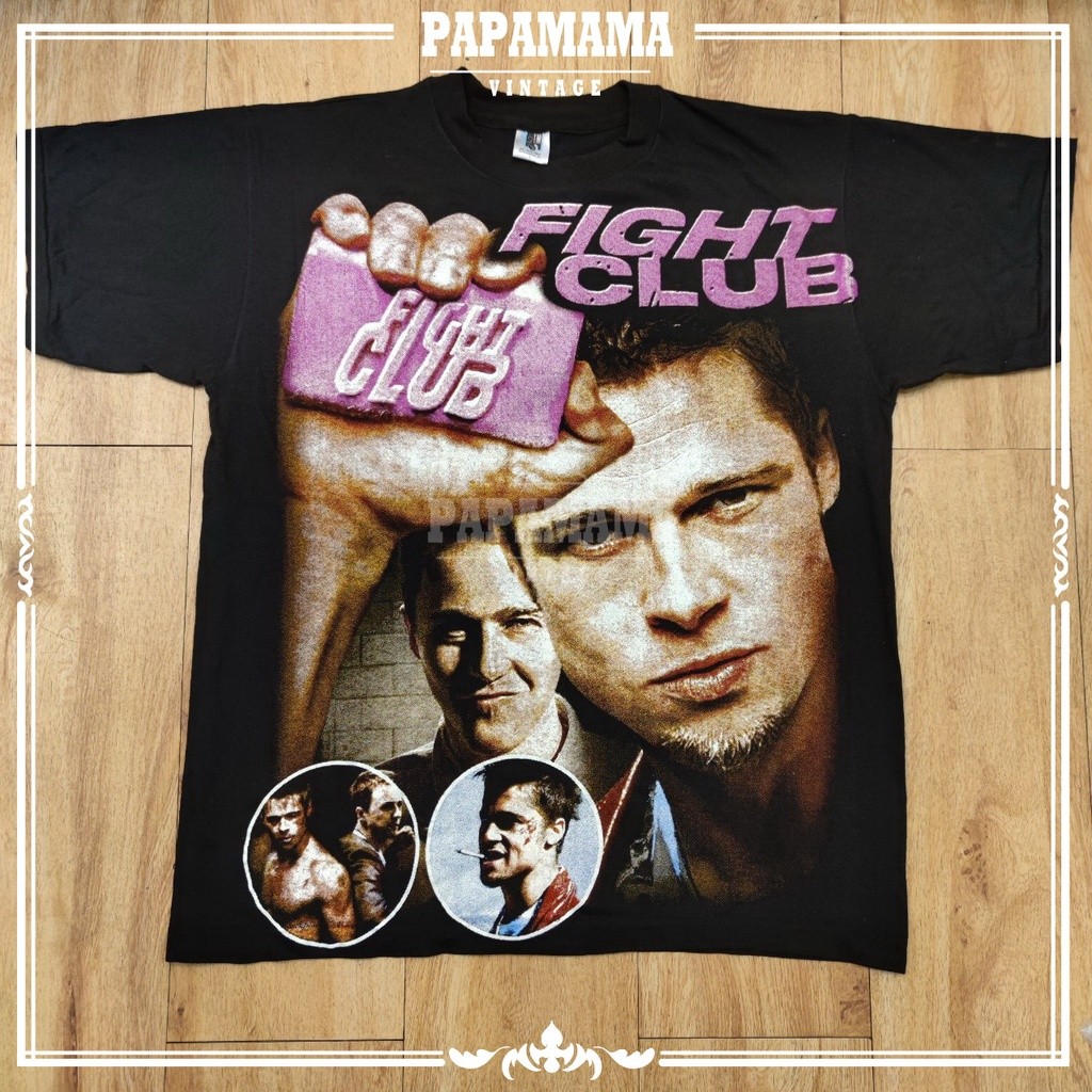 [ Fight Club ] Vintage Brad Pitt, Edward Norton Tshirt / Baju Microfiber Jersi / Tshirt Jersey