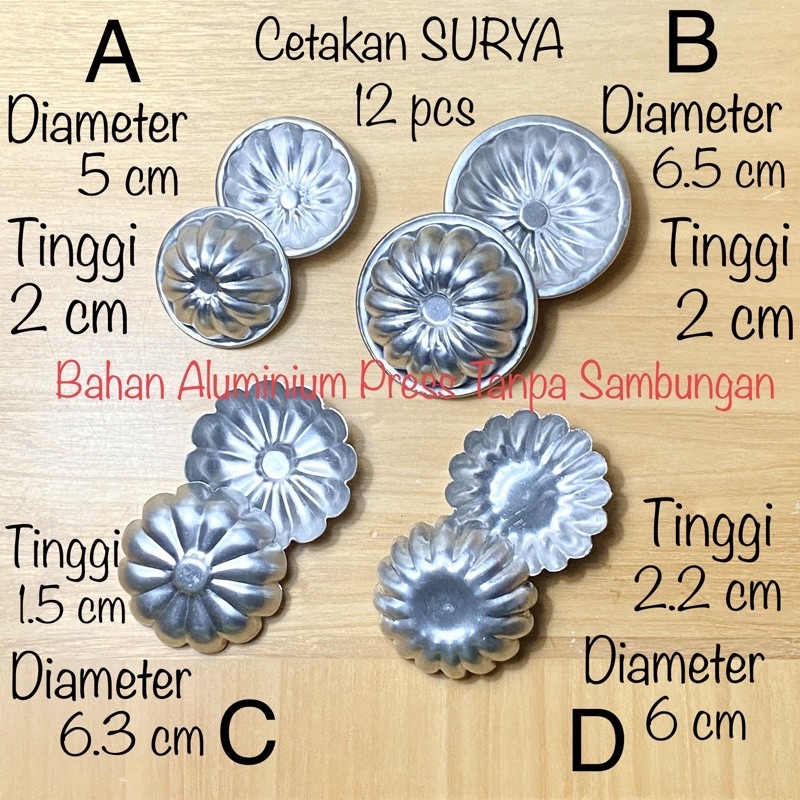 MATAHARI 12 pcs Sunflower Chrysanthemum แม่พิมพ์อลูมิเนียม SURYA บรรจุ 12 ชิ้น/ฟองน้ําเค้กพุดดิ้ง Je