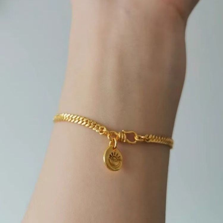สร้อยข้อมือทองคำสไตล์จีนใหม่ เรียบง่าย ประณีต ระดับสูง ไม่ซีดจาง