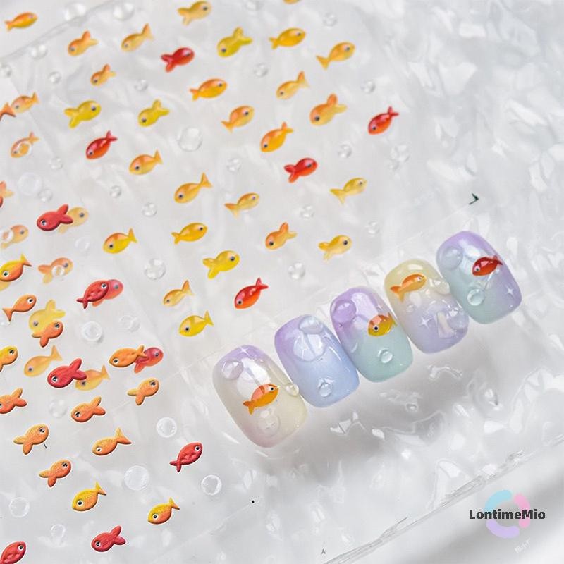 LontimeMio] Little Red Fish Jelly ฤดูร้อนปลาทองปลาคาร์พ Ocean Beach Mermaid Sea เงาขนาดเล็ก Koi บรรเทาเล็บสติกเกอร์เล็บ Decals ใหม่