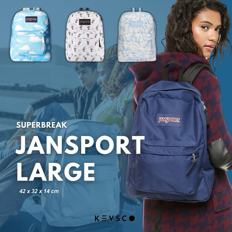 Js Jan Sport Large Backpack - Jansport Superbreak College Work School Bag / Backpack - กันน้ํา