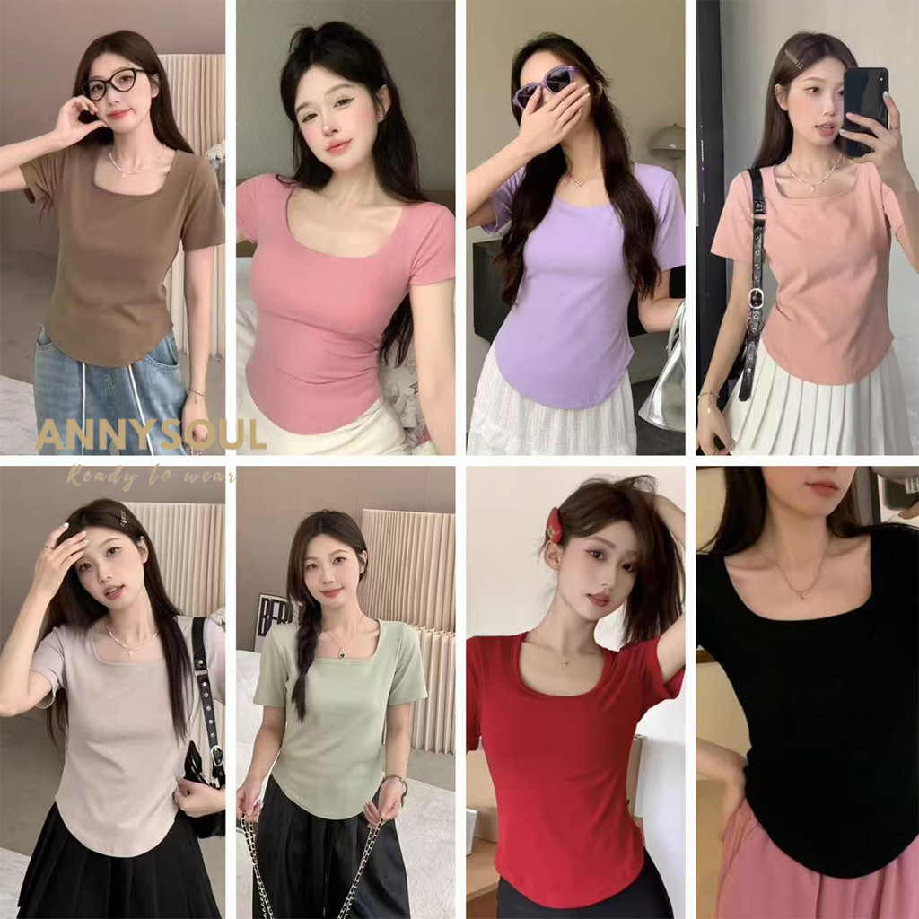 เสื้อยืดผู้หญิงคอกว้าง ดีไซน์เก๋ ใส่แล้วดูหุ่นดี