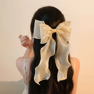 1PCS ซาตินยาวพู่โบว์ Streamer กิ๊บติดผมสําหรับผู้หญิงสาว Hairpin Barrette Headwear อุปกรณ์เสริมผม