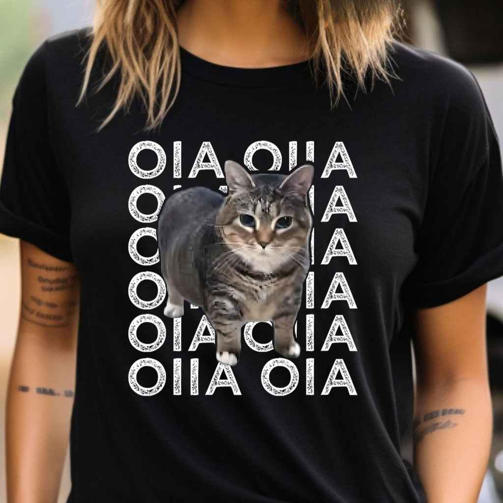 🍈 HOT Oiia Cat Spinnin T-shirt เสื้อยืดผ้าฝ้ายแบบใหม่ Oia Cat t-shirt Unisex