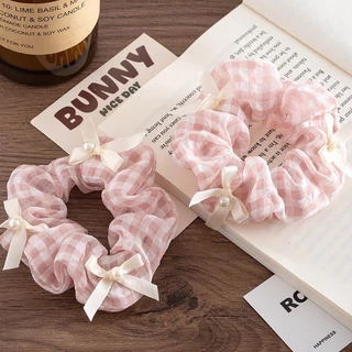 ยางรัดผมโทนสีชมพูน่ารักๆ ติดโบว์ พร้อมส่ง