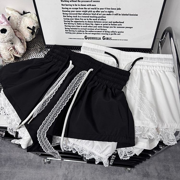 ขนาดใหญ่ขนาดหวานอายุลด Super A กางเกงขาสั้นผู้หญิงฤดูร้อนสไตล์ใหม่ลูกไม้เกาหลีรุ่น Casual Slimmer ดูกางเกง Drawstring