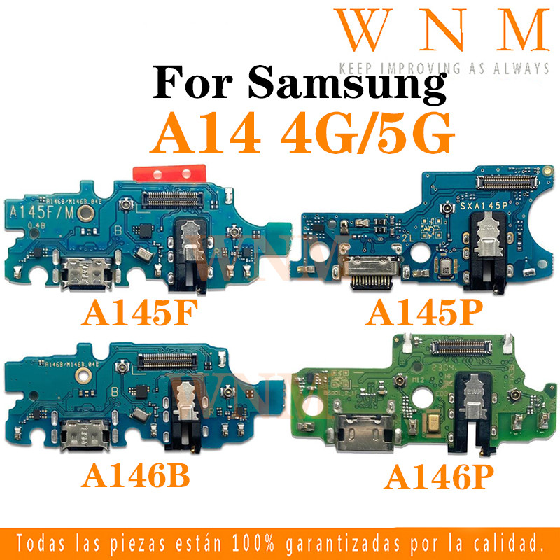 พร้อม IC USB ชาร์จพอร์ต Dock Connector สําหรับ Samsung Galaxy A14 4G / 5G A145F A145P A146P A146B Charger พอร์ตอะไหล่ซ่อม