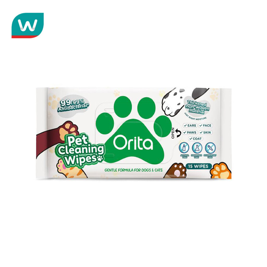 Orita โอริต้า เพ็ท คลีนนิ่ง ไวพ์ 15 แผ่น. (สำหรับสัตว์เลี้ยงเท่านั้น)