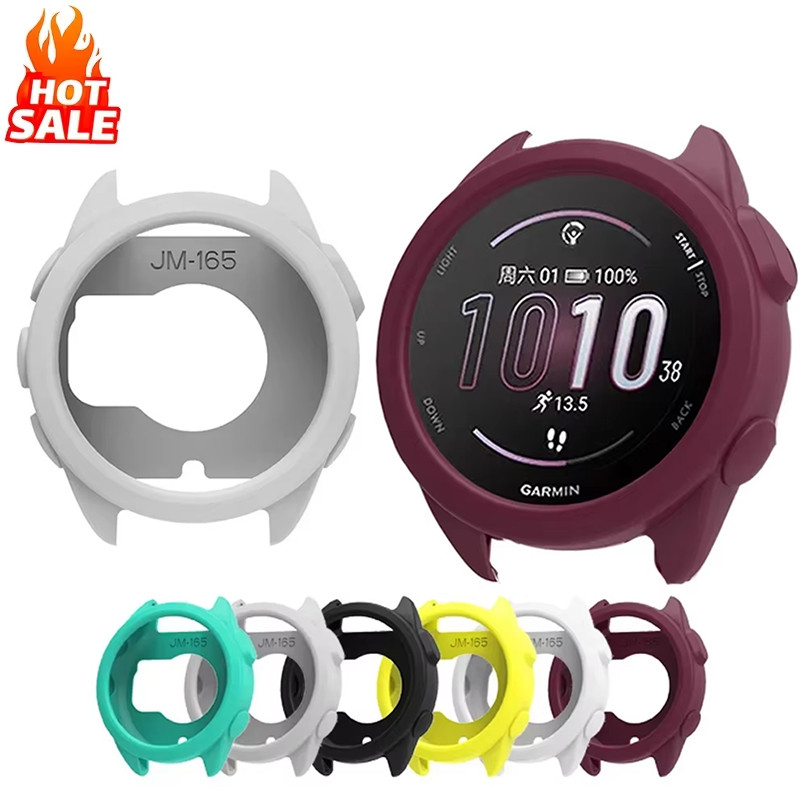 กรณีร่องซิลิโคนสำหรับ for Garmin Forerunner 165 กรณีป้องกันฝากกันชนนาฬิกาเชลล์ป้องกันนุ่มและทนทานสำหรับอุปกรณ์เสริม Forerunner165