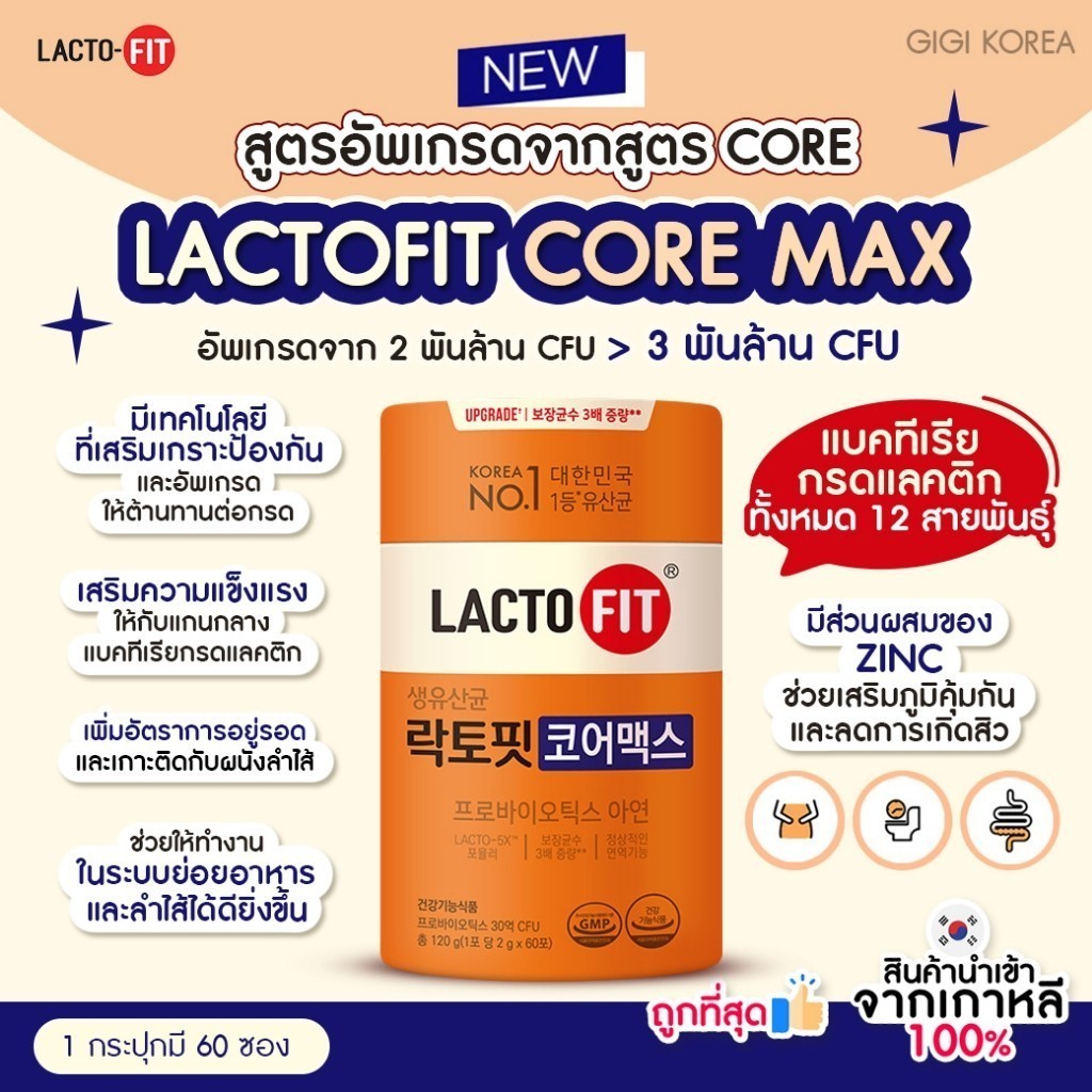 ✅พร้อมส่ง ถูกที่สุด ของแท้ LACTOFIT CORE MAX ขนาด 60 ซอง