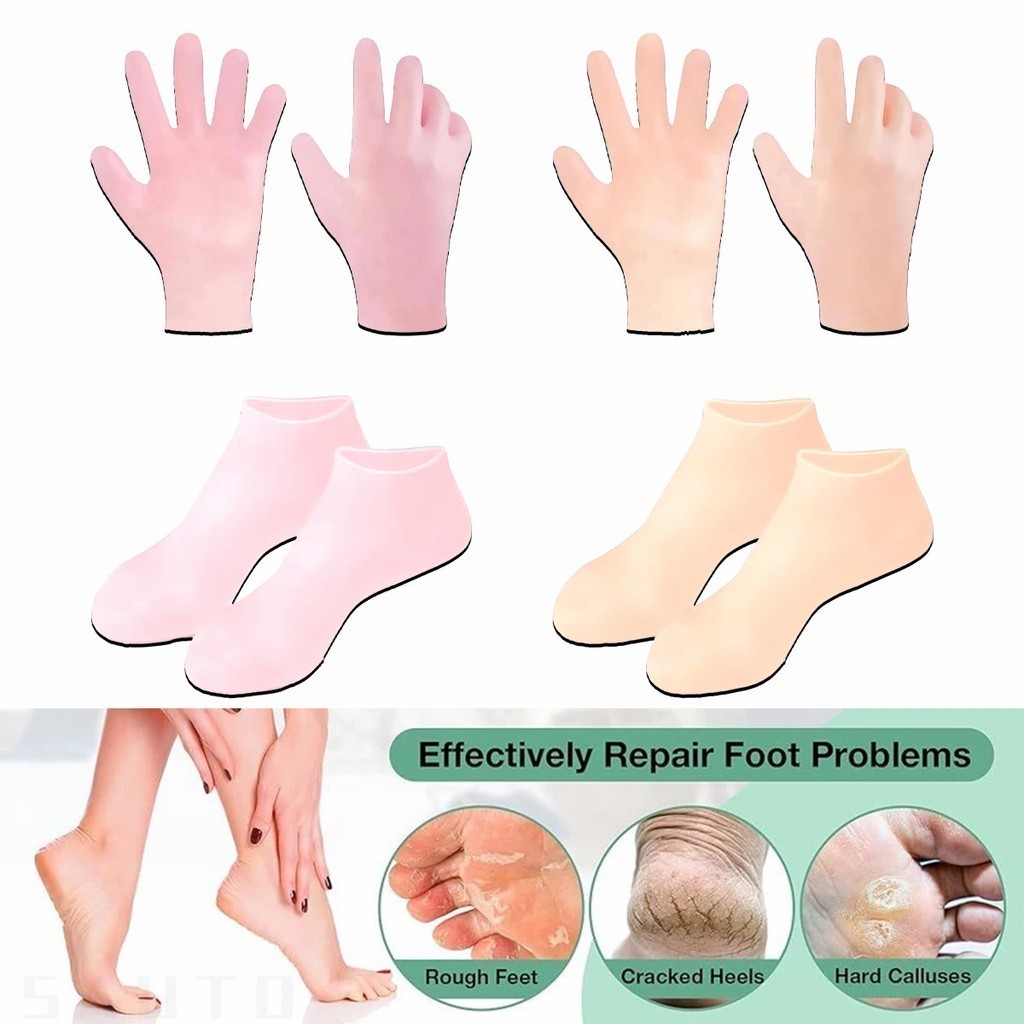 ของมาใหม่！1 คู่ ถุงเท้า ถุงมือซิลิโคน ให้ความชุ่มชื้นอบผิว สำหรับสปา กันลื่น ราคา ถูกที่สุด ดีลบีเคเค แกลเลอรีภาพที่ 5