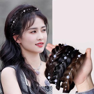 🔥จัดส่งจากประเทศไทย🔥ที่คาดผมวิกผมถักเปียทรงก้างปลา ประดับมุก…