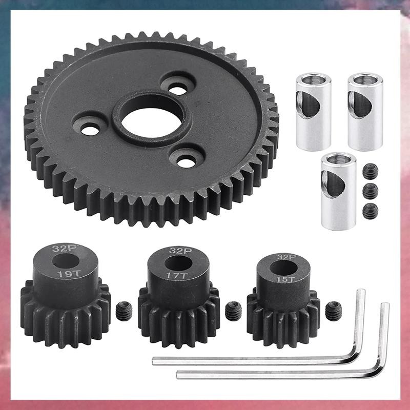 54T 32 Pitch โลหะเหล็ก 3956 Spur Gear 15T 17T 19T ชุดเกียร์สําหรับ 1/10 Slash 4WD/2WD Summit E-