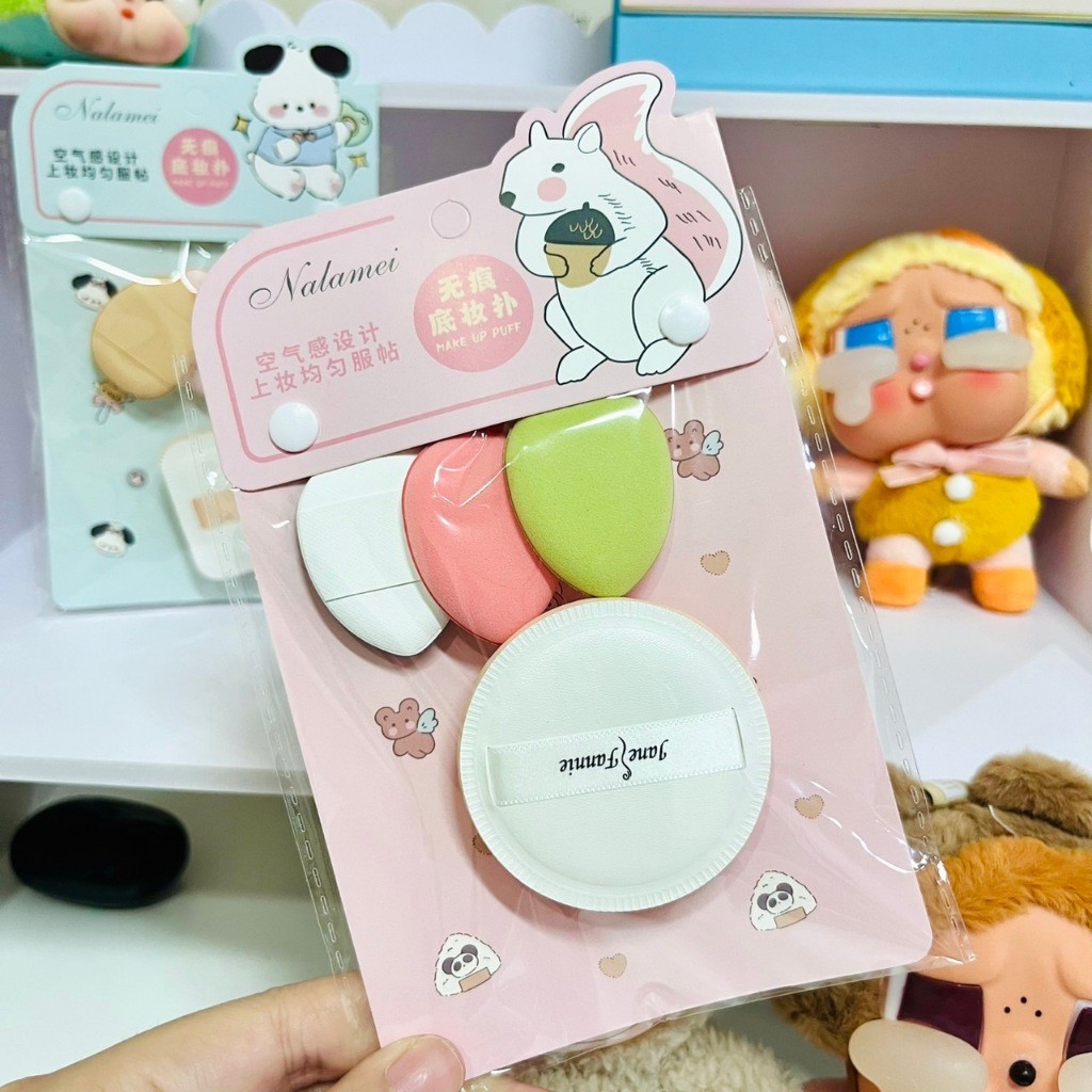 พร้อมส่ง พัฟแต่งหน้า 4ชิ้น ฟองน้ำแต่งหน้า พัฟยักษ์ นุ่มนิ่ม คุณภาพดี ไม่บาดผิว