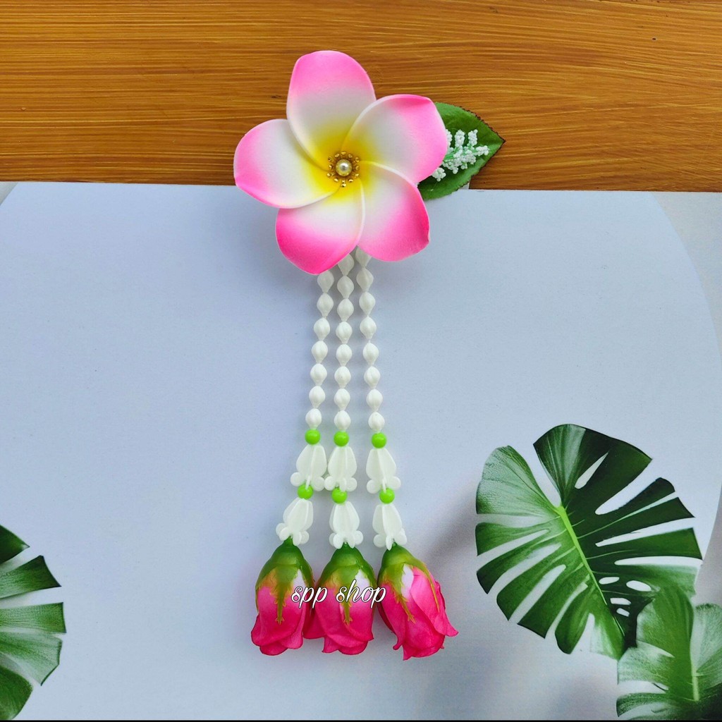 กิ๊บดอกไม้ กิ๊บดอกลีลาวดี ห้อยชายอุบะ กิ๊บติดผม ฟ้อนรำ เต้นรำ ใส่ได้ทั้ง เด็ก และ ผู้ใหญ่ - รูปที่ 7