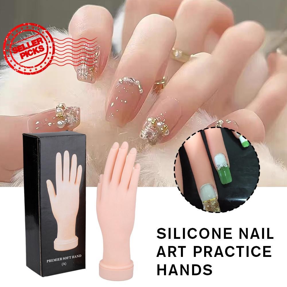 Nail Art Training Practice Hand Bendable ซิลิโคนปลอมมือสําหรับเล็บการฝึกอบรมจอแสดงผล K0D1