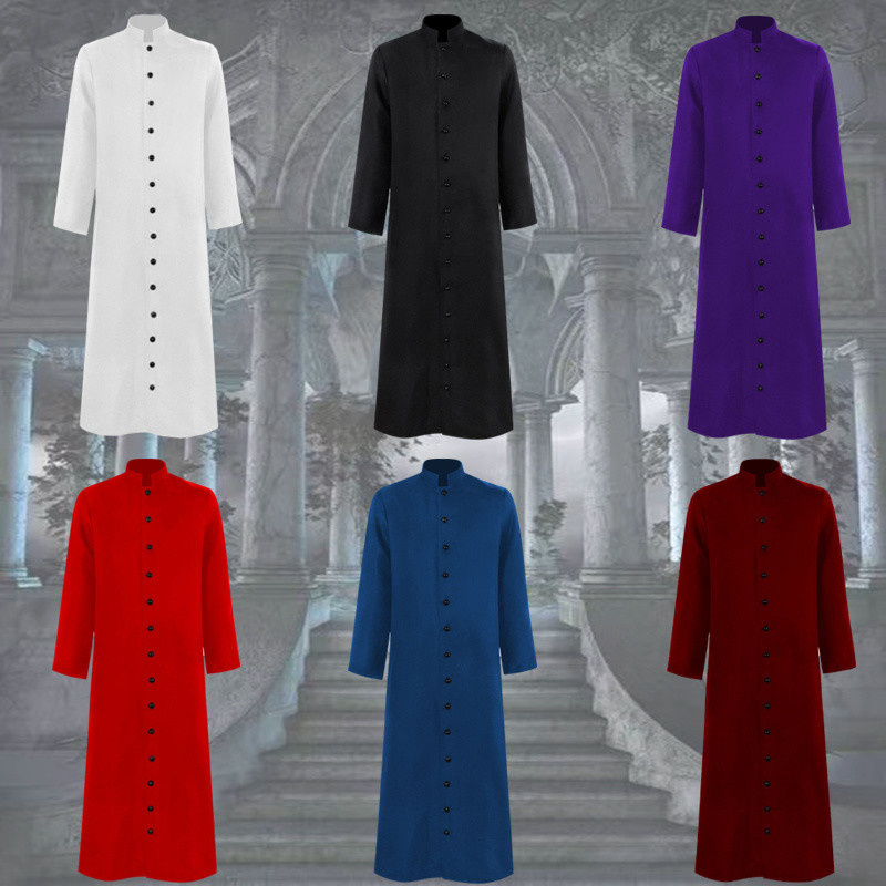 ฮาโลวีนคอสเพลย์เครื่องแต่งกายยุคกลาง Retro Robe Wizard Priest Church คอสเพลย์