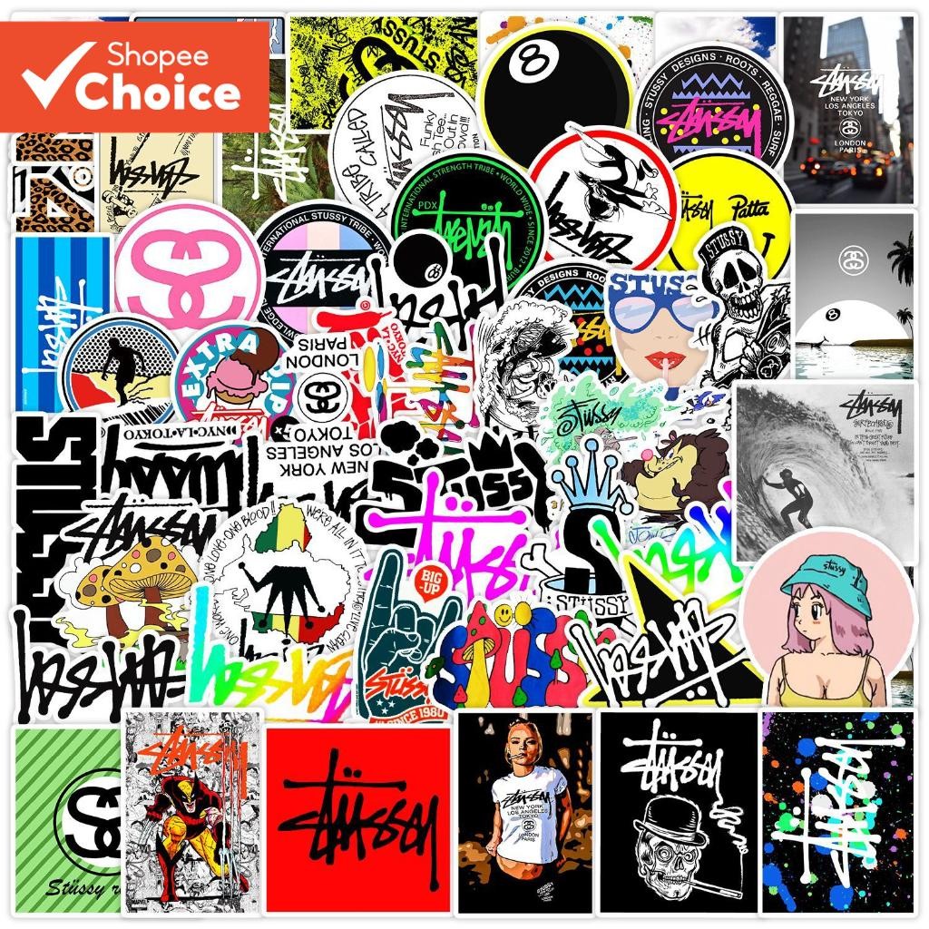 แฟชั่นแบรนด์ Stussy สติกเกอร์กันน้ํา 50 ชิ้นสําหรับโน้ตบุ๊คแล็ปท็อปหมวกกันน็อค Decal