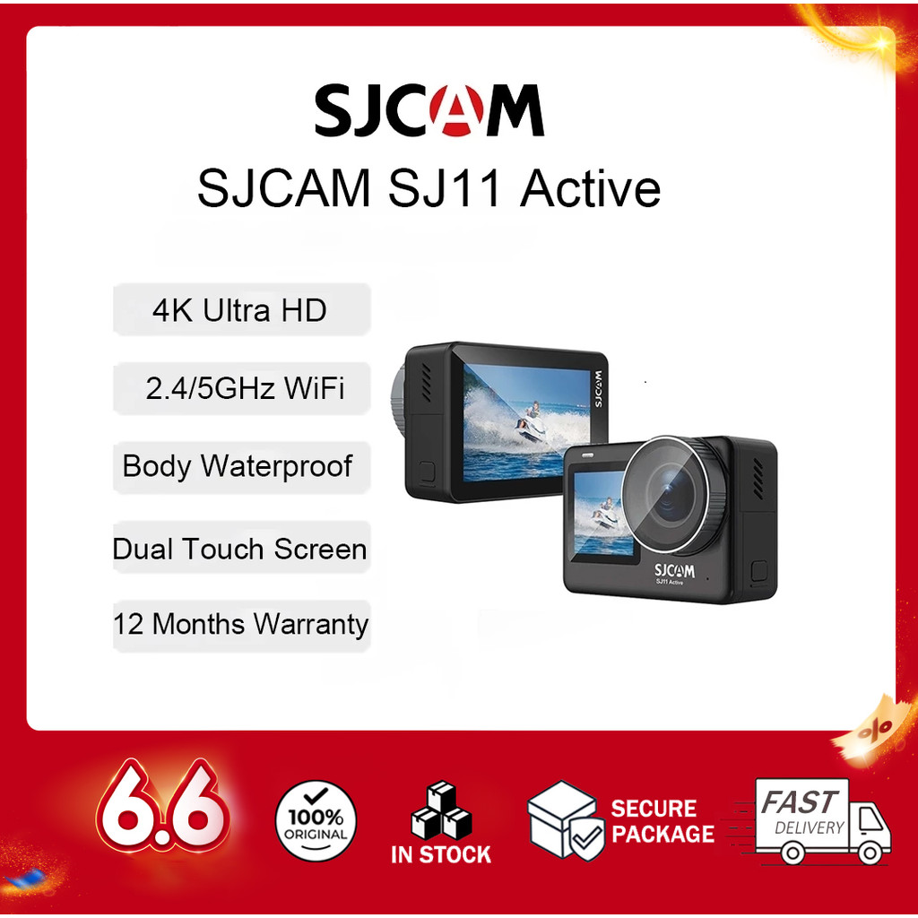 SJCAM SJ11 Active Action กล้อง Dual Touch Screen 4K Ultra HD 20MP DV Body กันน้ํา Vlog กล้อง Wifi กล