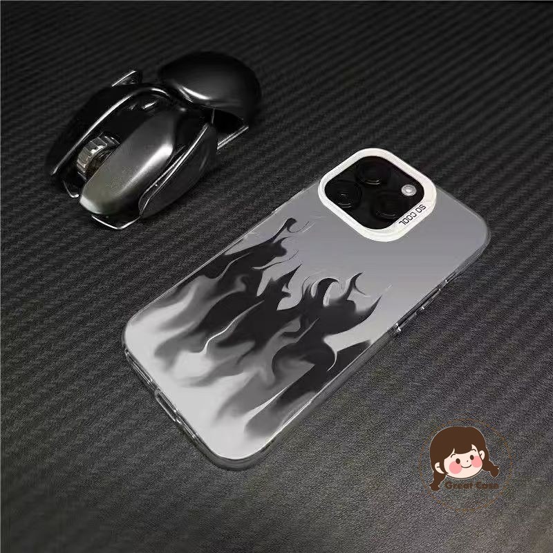 Coolสีดําสีขาวเปลวไฟเคสโทรศัพท์สําหรับVivo IQOO 13 12 11 10 9 Pro SE 7 Z9 Turbo Z9X Z9S Z8 Z8X Neo 10 9 Pro 8 7 6 SE 5 5s 5Gปลอกคู่ใหม่เลนส์ป้องกันนุ่ม ฝาหลัง