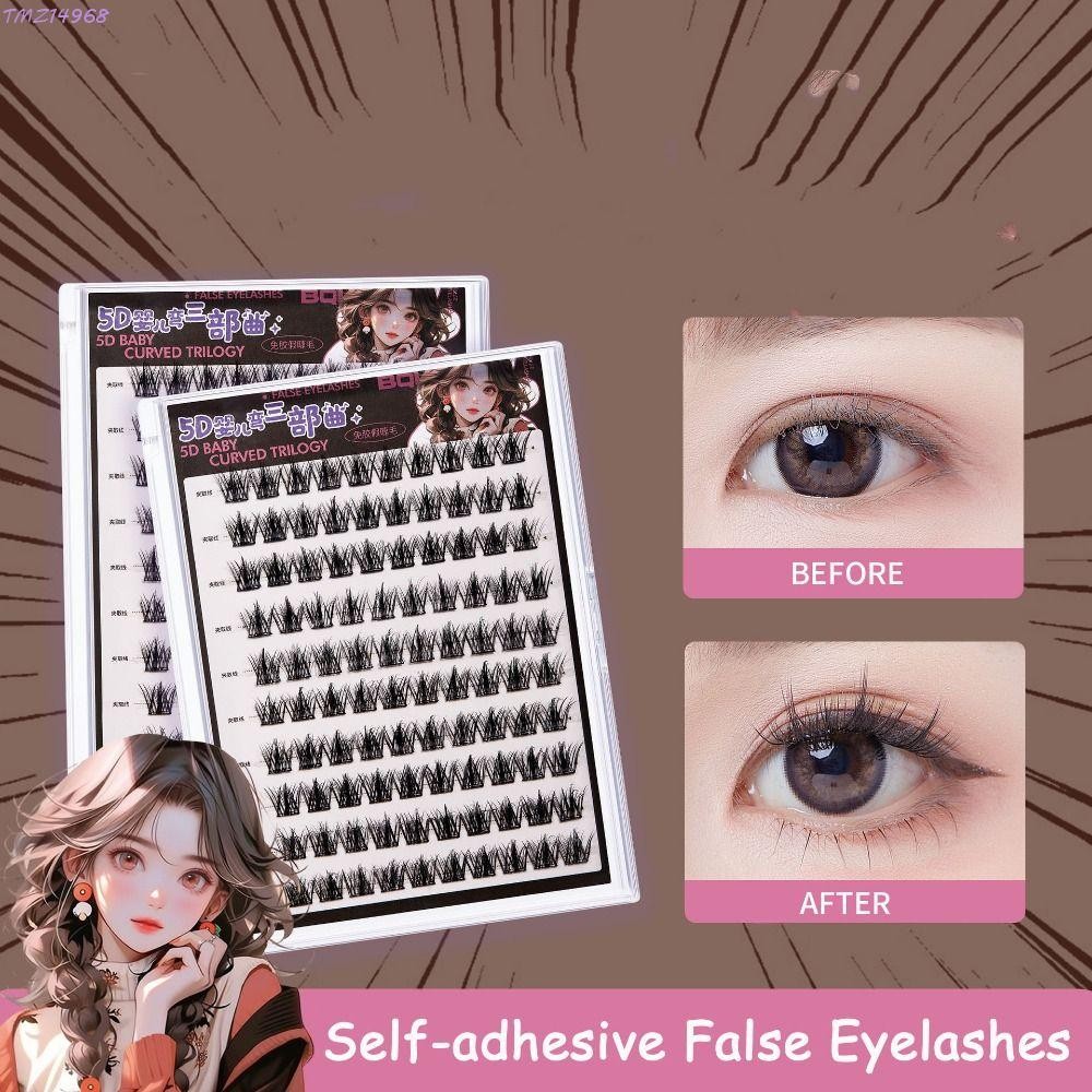 TMZ14968 ขนตาปลอมไร้กาว, 5D 10 แถวขนตาปลอมแบบมีกาวในตัว, จําลองนุ่ม DIY แต่งหน้าขนตาแบ่งส่วน Make Up