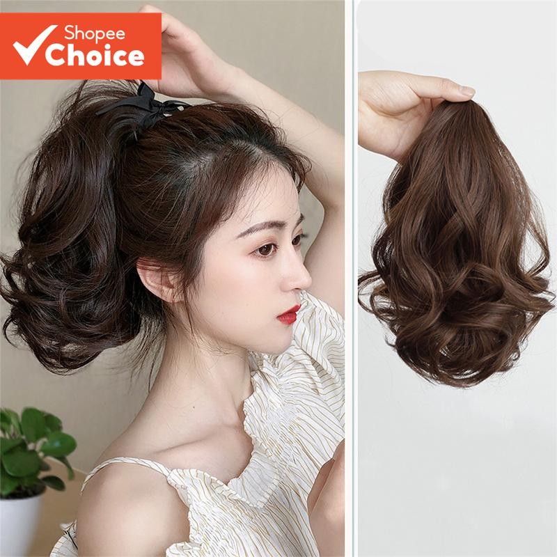 ผมหางม้าหยิกสังเคราะห์ Hairpiece Volume Boost ing Claw คลิปขยายสีน้ําตาลสีดําสําหรับผู้หญิง