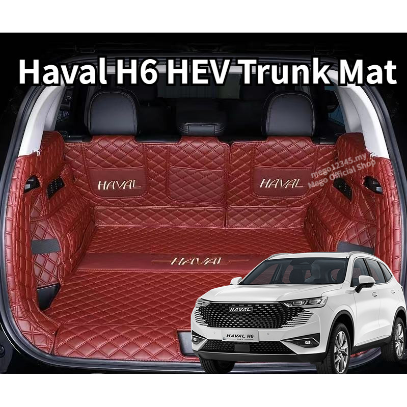 พรมปูท้ายรถสำหรับรถยนต์ขับขวา วัสดุหนัง Haval H6 HEV Trunk Cargo Boot ถาด Trunk Mat พรมหนัง Boot Mat