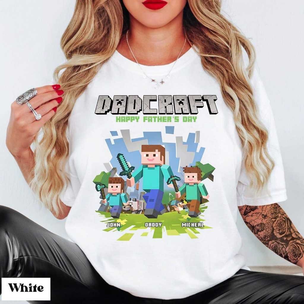 🍞HOT เสื้อยืด DadCraft เสื้อภาพยนตร์ Minecraft เสื้อยืดเกม Jockey ไก่ Unisex
