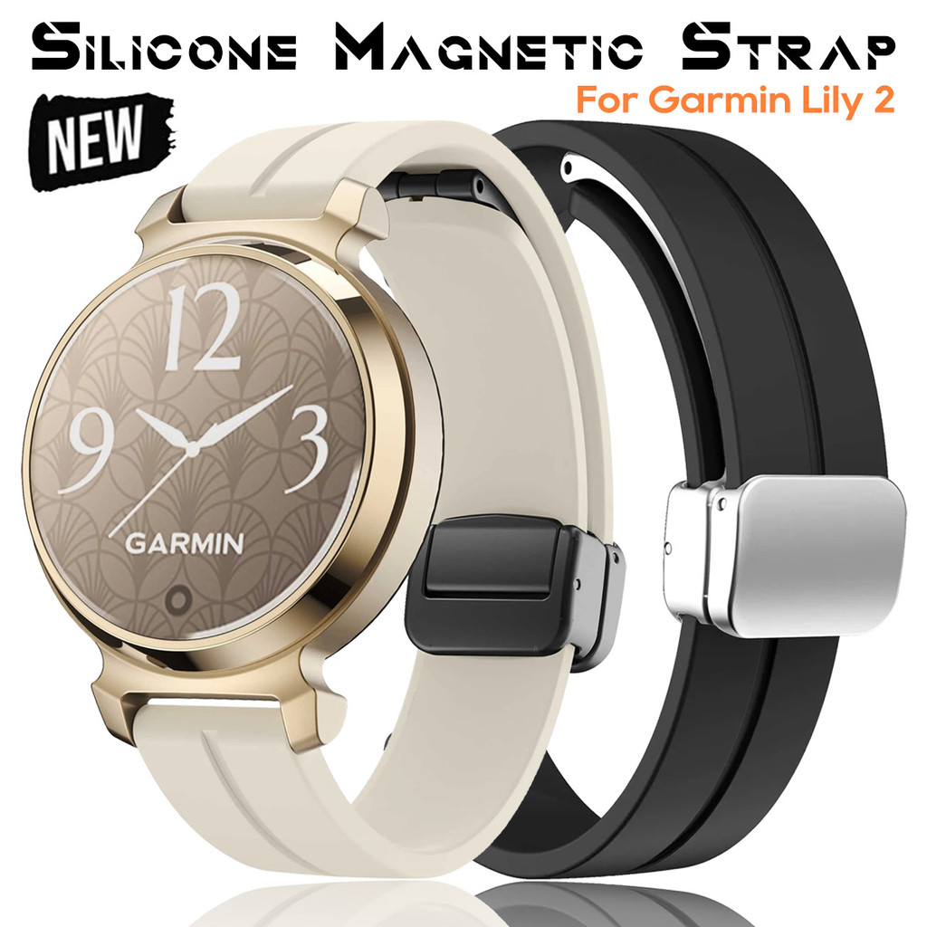 สายรัดข้อมือซิลิโคนแม่เหล็ก 14 มม. สําหรับ Garmin Lily 2 สายสําหรับ Garmin Lily 2 Band