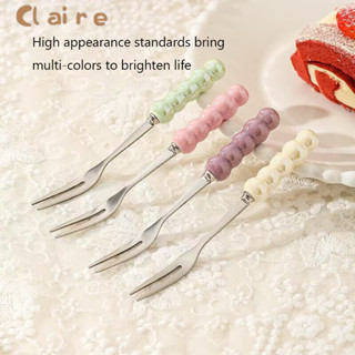 COD ส้อมผลไม้ ช้อนส้อมสแตนเลส ที่จับเซรามิกมุก Claire