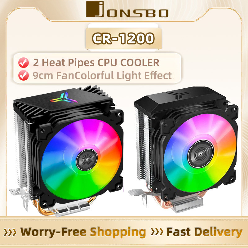 Jonsbo CR1200 9 ซม.พัดลม 2 ท่อความร้อน Tower CPU Cooler พร้อม ARGB หม้อน้ําระบายความร้อนสําหรับ Inte