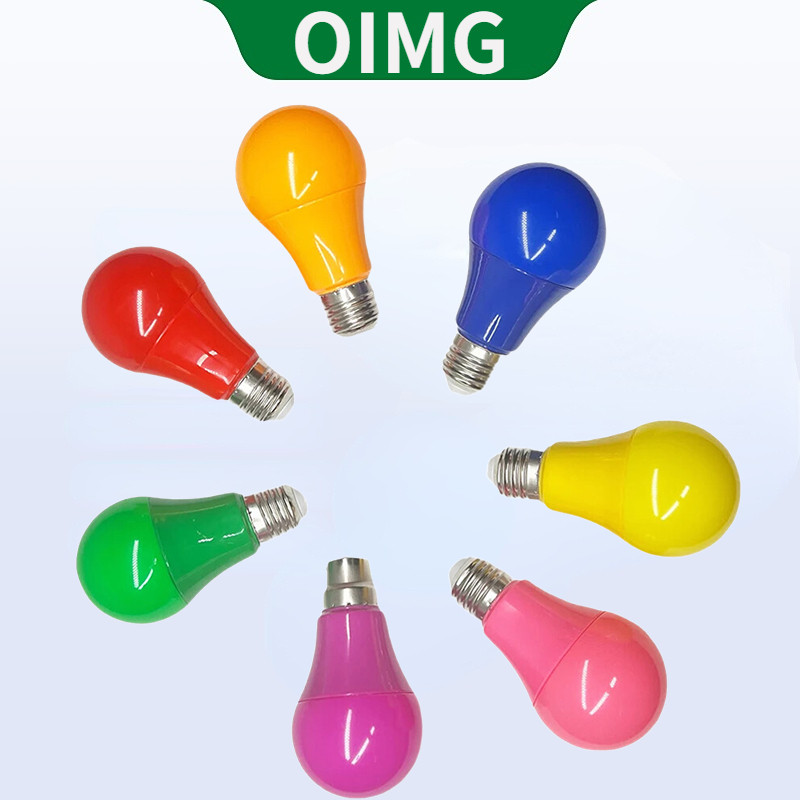 Oimg หลอดไฟ Led สีสันสดใส E27 โคมไฟ Led บาร์ 9W โคมไฟสีแดงสีฟ้าสีเขียวสีเหลืองสีชมพู Lampara Light KTV Party Home Decor แสง 220V