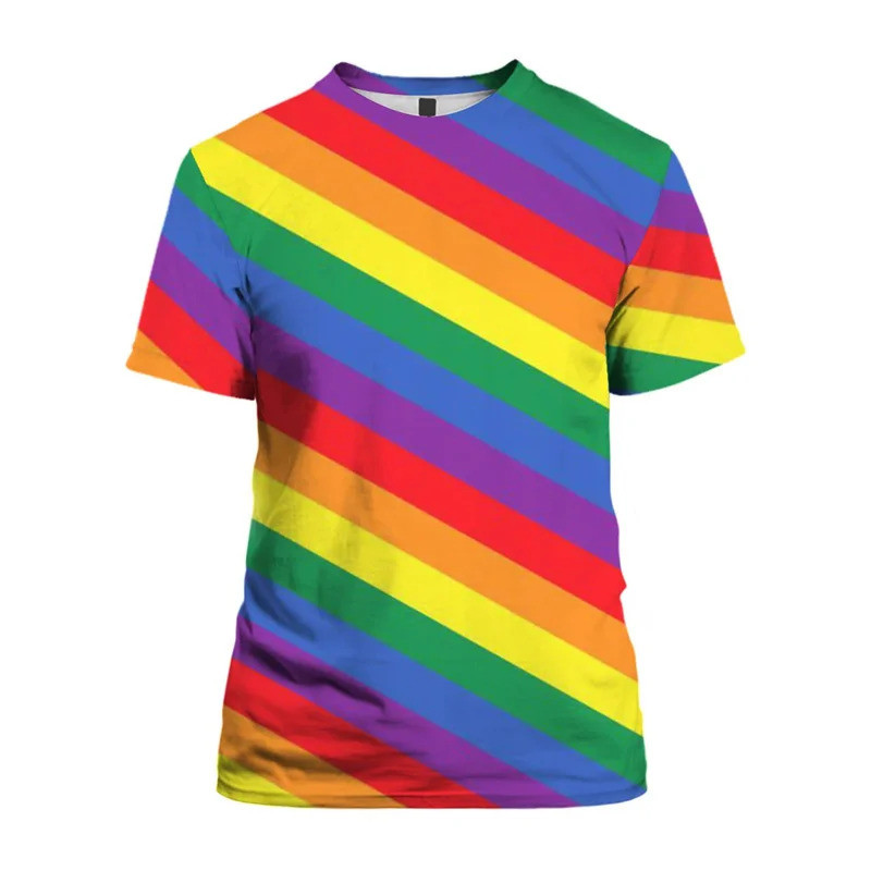 LGBT Pride 3D พิมพ์ T เสื้อสําหรับชาย LGBTQ เกย์คู่เสื้อยืด Love is Love สีสันลายเสื้อแขนสั้นลูกเรือ