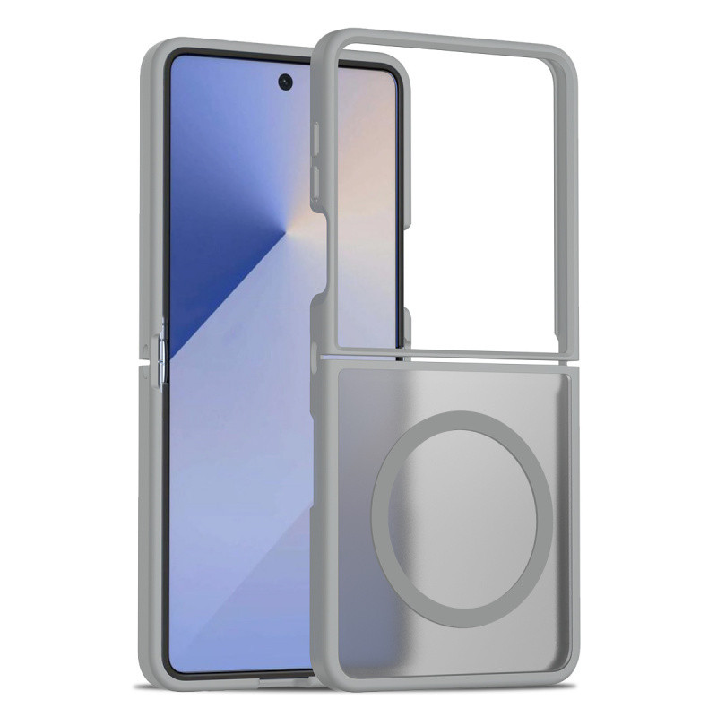 เคสชาร์จไร้สายแม่เหล็กโปร่งแสงหรูหราสำหรับ Samsung Galaxy Z Flip 7 Z Flip 6 ป้องกันการกระแทก ปกหลังแข็ง