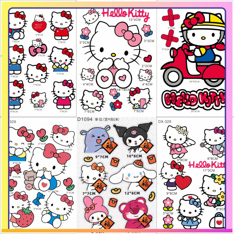 แผ่นสติ๊กเกอร์ Hello Kitty สติ๊กเกอร์มอเตอร์ไซค์ สติ๊กเกอร์รถยนต์ สติ๊กเกอร์ตู้เย็น สติ๊กเกอร์ติดผนัง สติ๊กเกอร์กันน้ำ D8IY