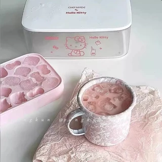 กด HelloKitty ถาดน้ําแข็งแม่พิมพ์ทําซิลิโคนเกรดอาหาร Ice Cube กล่องเก็บน้ําแข็ง ไอศกรีมโฮมเมด Jelly Household