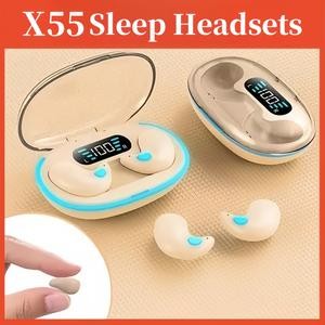 X55 ไร้สายบลูทูธนอนกึ่งโปร่งใส หูฟัง เคสชาร์จบางเฉียบ นํา จอแสดงผลดิจิตอลรองรับหลายระบบ