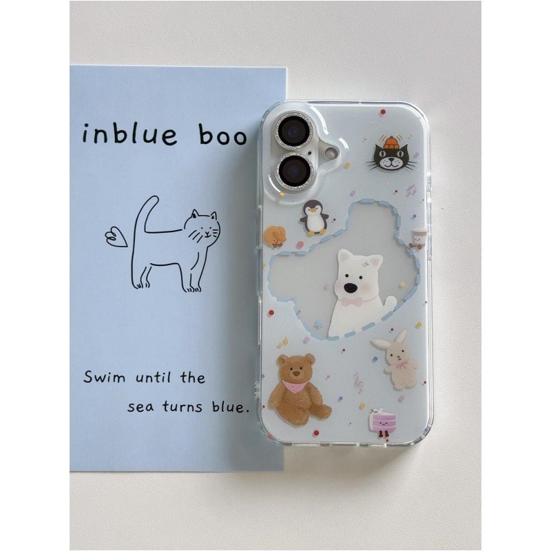 เคสโทรศัพท์รูปสัตว์เล็กแบบเจาะรู ใช้ได้กับ iPhone 16 15 14 13 11 12 Pro Max 11 Pro Max 12 Pro 14 Plu