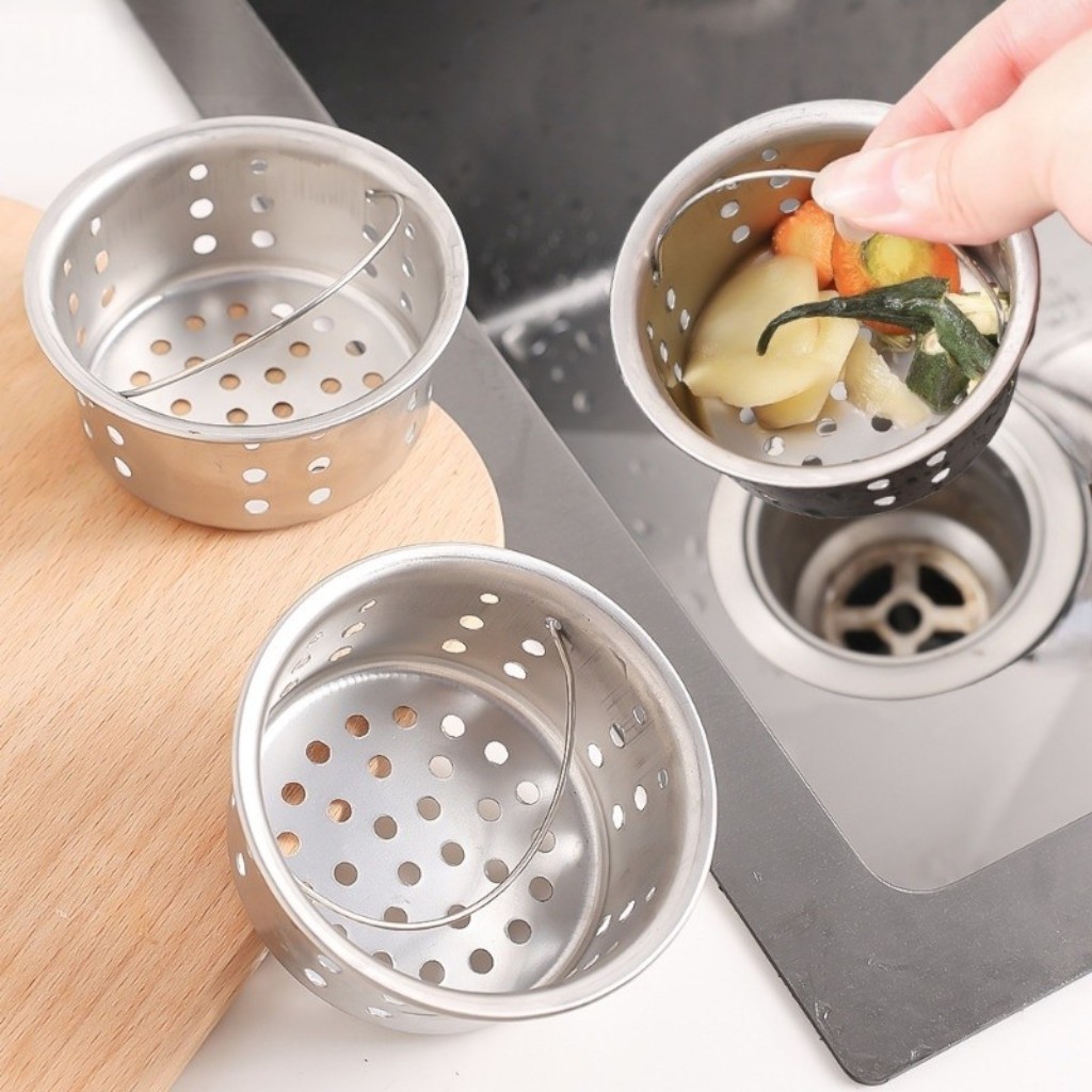 🏠Jibbyhome🏠ตะแกรงกรองเศษอาหาร สเตนเลส พร้อมที่จับ สําหรับอ่างล้างจาน ตะกร้าระบายน้ำ ป้องกันการอุดตัน #AL-0025